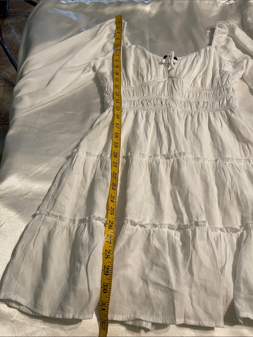 Trixxi White Peasant Tiered Long Sleeve Dress - Picture 6 of 8
